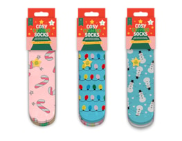 Wholesale Girls Printed Novelty Cosy Socks with Grippers 2pk