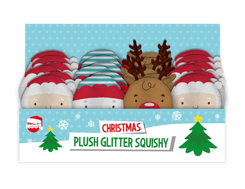 Wholesale Christmas Plush Glitter Squishes PDQ