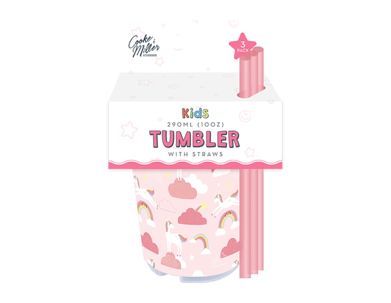 Wholesale Unicorn Tumbler with Straw 3pk