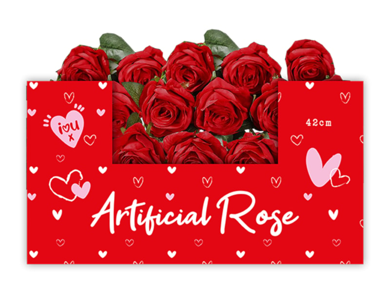 Wholesale Valentines Artificial Rose 42cm in PDQ