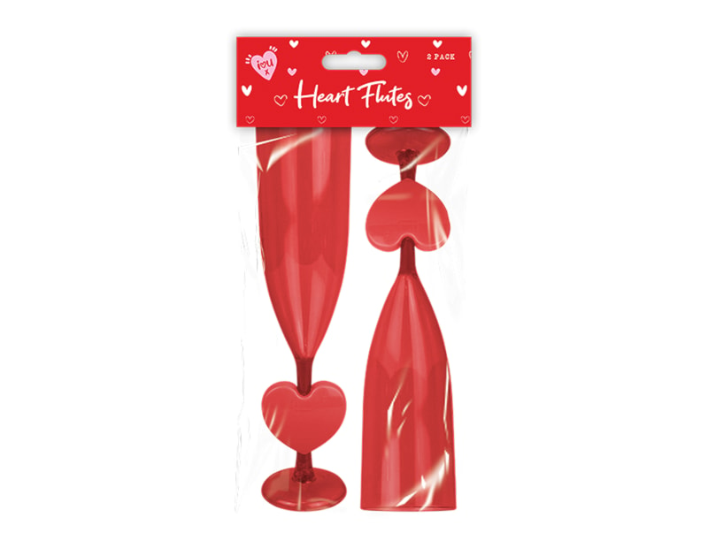 Wholesale Valentines plastic Heart Flutes 2pk