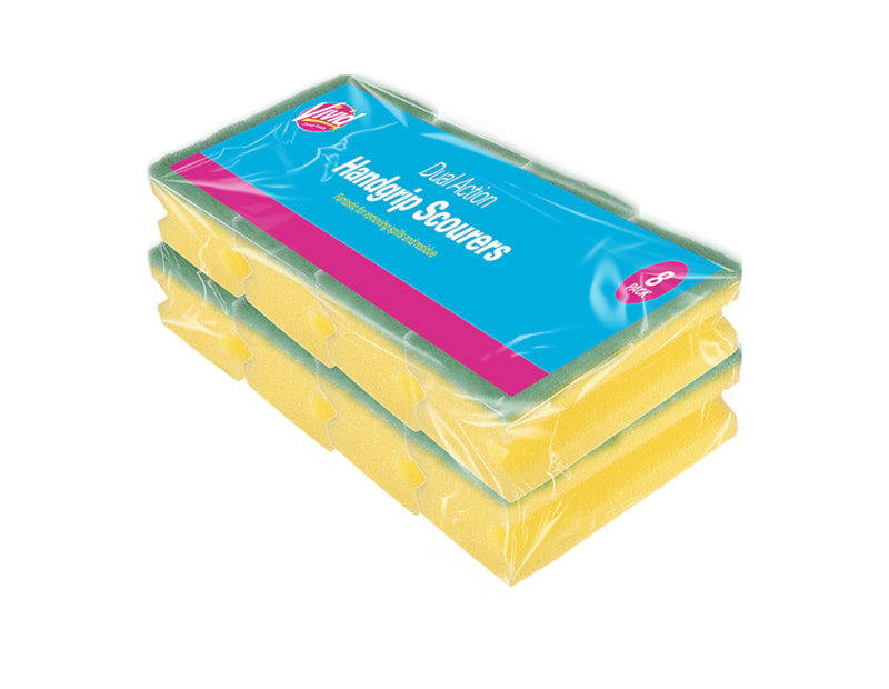 Wholesale Vivid Handgrip Scourers 8pk