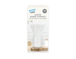 Wholesale White Paper Straws 100pk