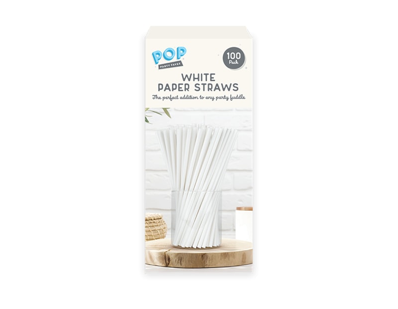 Wholesale White Paper Straws 100pk