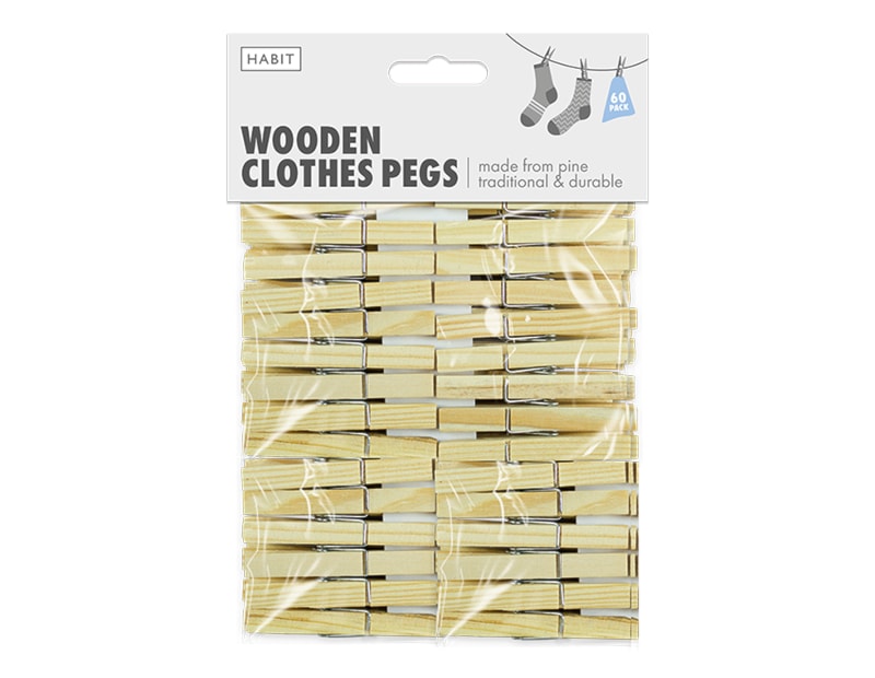 Wooden Clothes Pegs 60pk