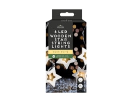 Wholesale wooden star string lights - 6 LED's | christmas lights wholesalers