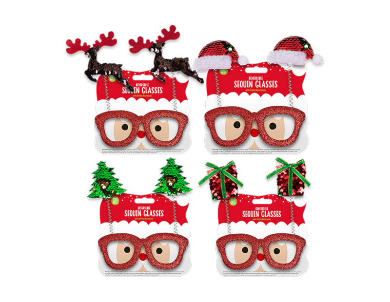 Wholesale Reversible Sequin Christmas Glasses