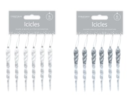 Wholesale Silver & White Acrylic Glitter Icicles