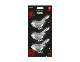 Wholesale Silver Glittered Clip on Birds