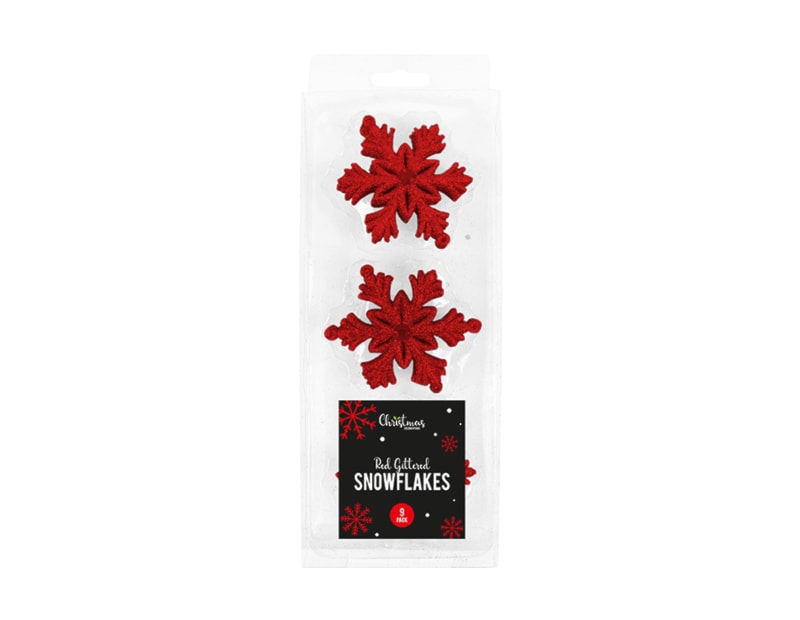 Wholesale Red Glittered Christmas Snowflakes