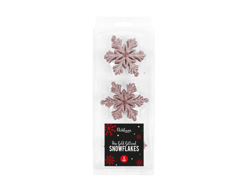 Wholesale Rose Gold Glittered Christmas Snowflakes