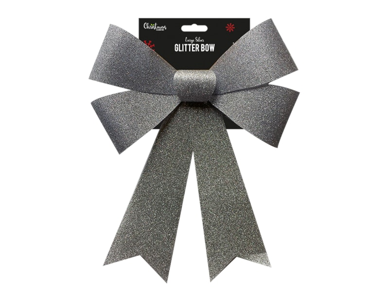 Wholesale Silver Large Woven Glitter Bow