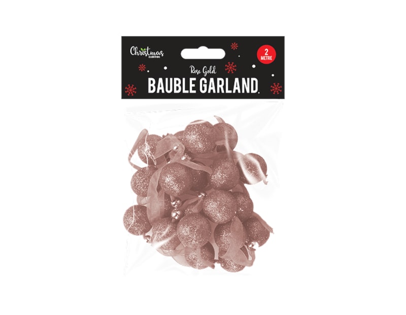 Wholesale Rose Gold Bauble Garland 2m