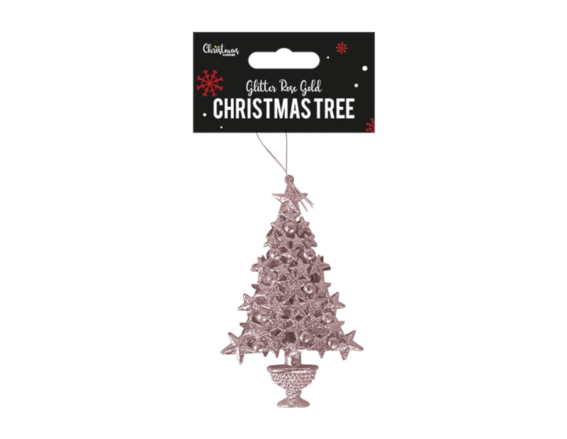 Wholesale Rose Gold Glittered Xmas Tree Decoration