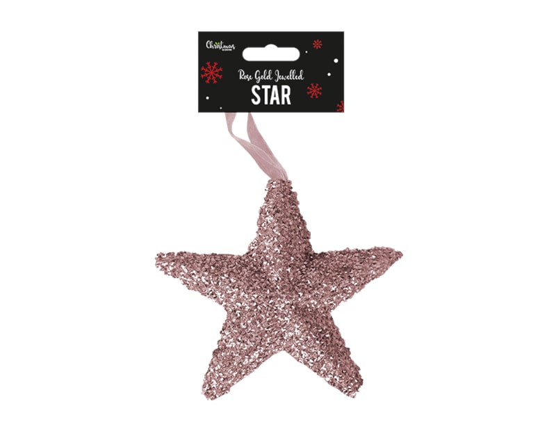 Wholesale Rose Gold Extra Large Jewelled Star Decoration