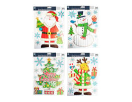 Wholesale Xmas Figures Glitter Finish Window Stickers | Bulk Buy Christmasa