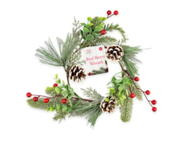 Wholesale Pine Cone / Red Berry Wreath 25cm