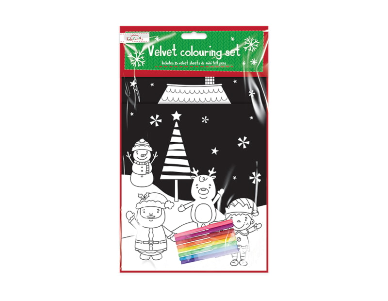 Wholesale Christmas velvet Colouring set 2pk