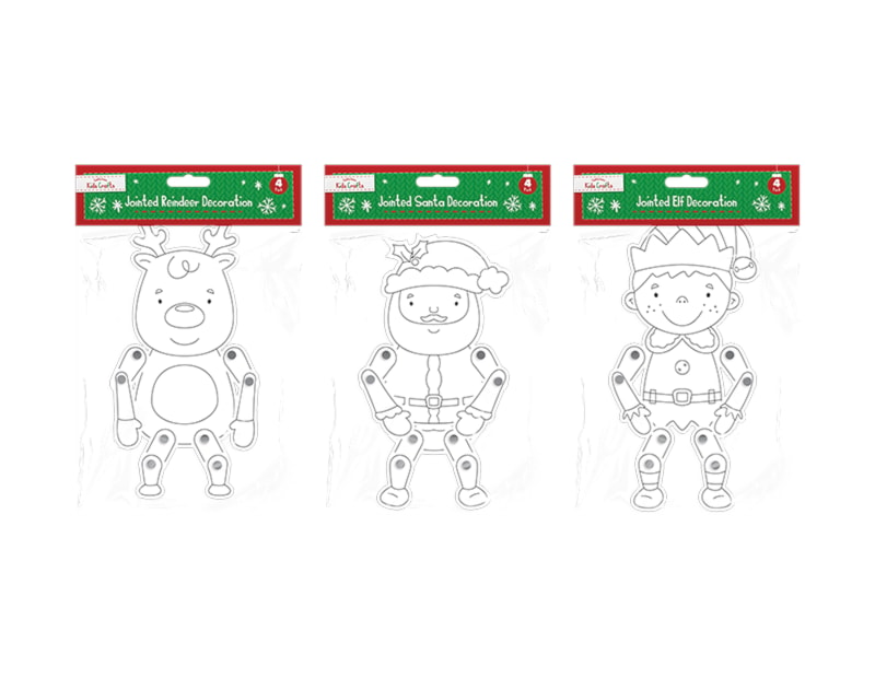 Wholesale Christmas Jointed Card Decorations 4pk