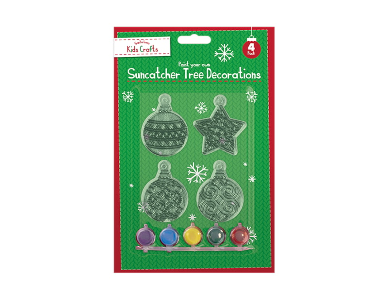 Wholesale Christmas Suncatcher Tree Decorations with paint 4pk