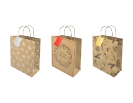 Wholesale Medium Foiled Kraft gift bag | Bulk buy christmas gift bags