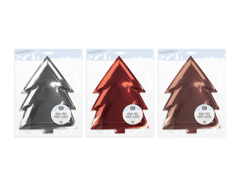 Wholesale Foil Xmas Tree Paper Plates