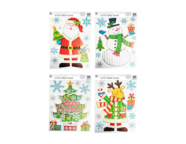 Wholesale Xmas Figures Glitter Finish Window Stickers