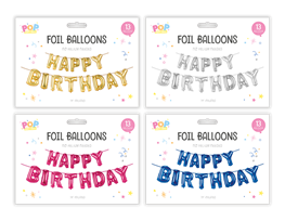 Metallic Happy Birthday Foil Balloons