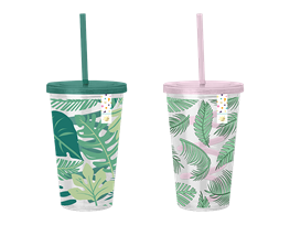 Summer Party Leaf Cup & Swirly Straw