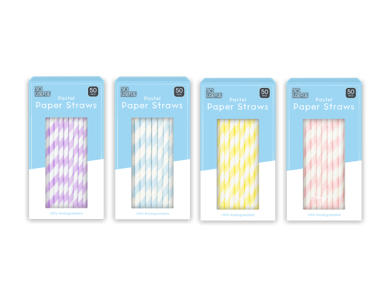 Wholesale Pastel Paper Straws 50pk CDU