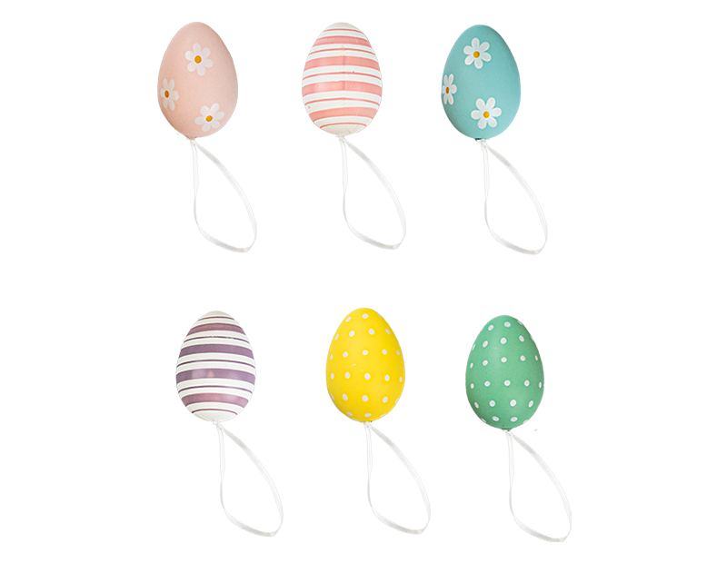 Wholesale Hanging Printed Easter Eggs 6pk