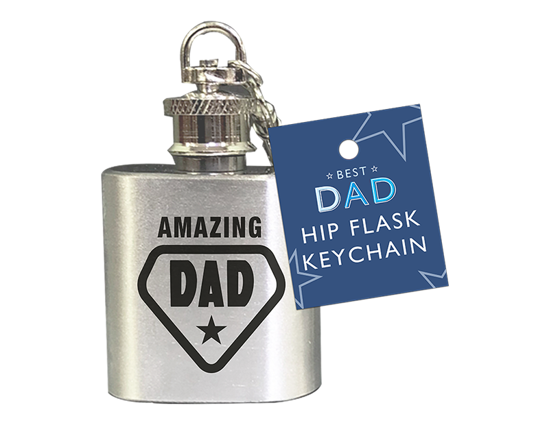 Wholesale Father's Day 10z Hip Flask Keychain PDQ | Gem imports Ltd