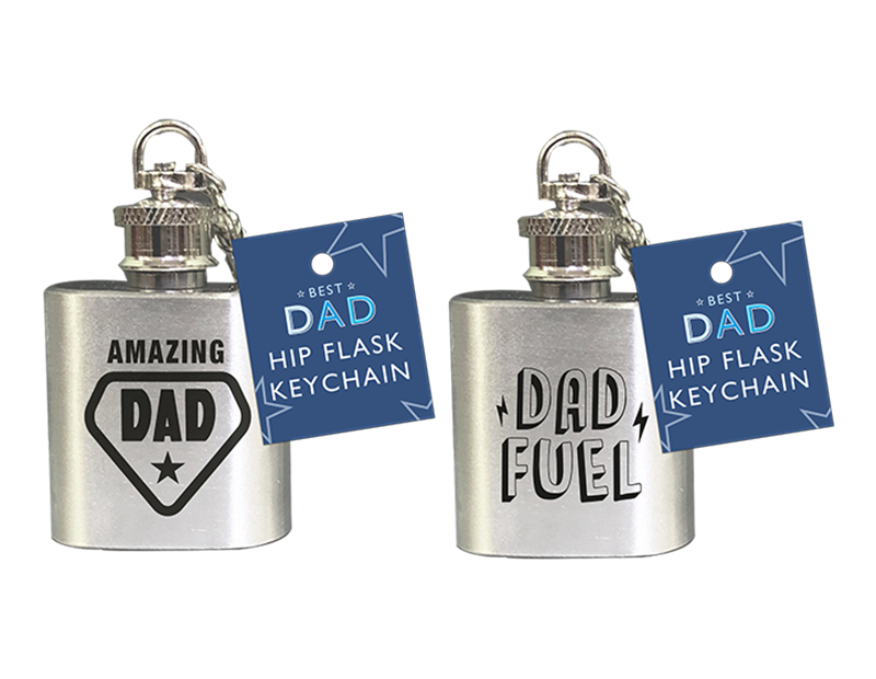 Wholesale Father's Day 10z Hip Flask Keychain PDQ | Gem imports Ltd