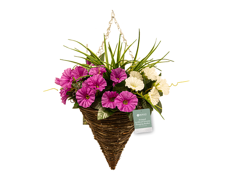 Wholesale Pointed Artificial Petunia Hanging Basket