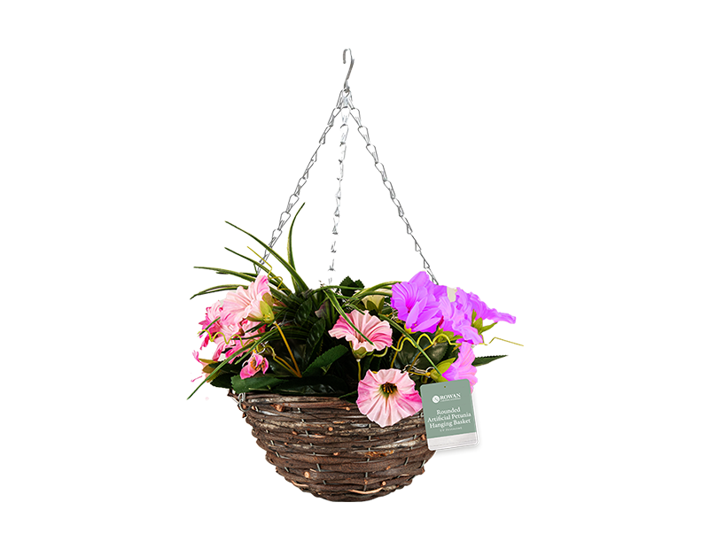 Wholesale Rounded Artificial Petunia Hanging Basket