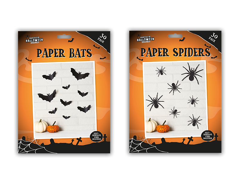 Wholesale Paper Bats & Spiders 30pk PDQ