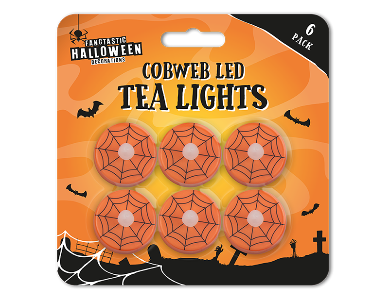 Wholesale Cobweb LED Tea Lights 6pk