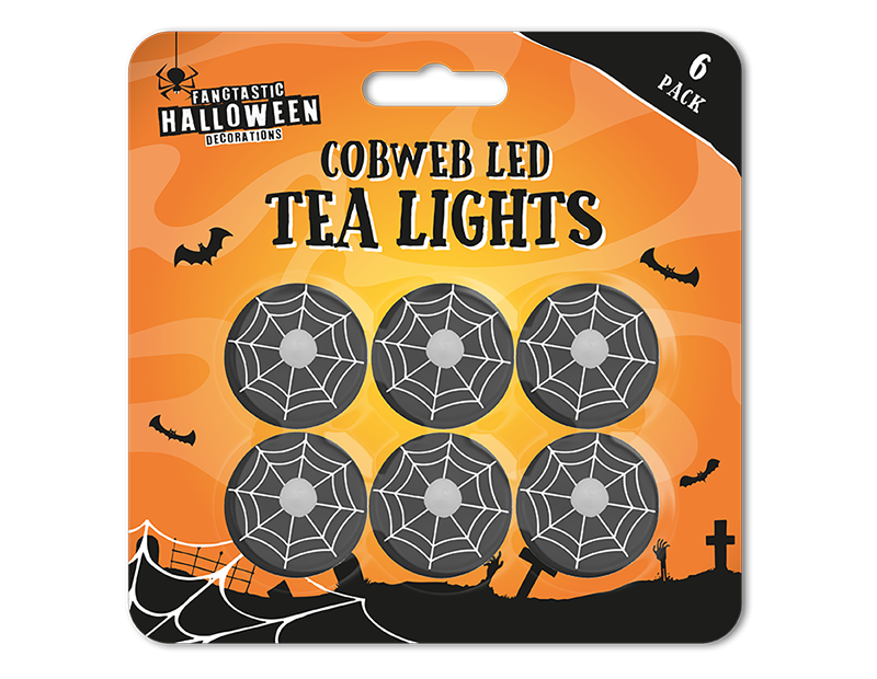 Wholesale Cobweb LED Tea Lights 6pk