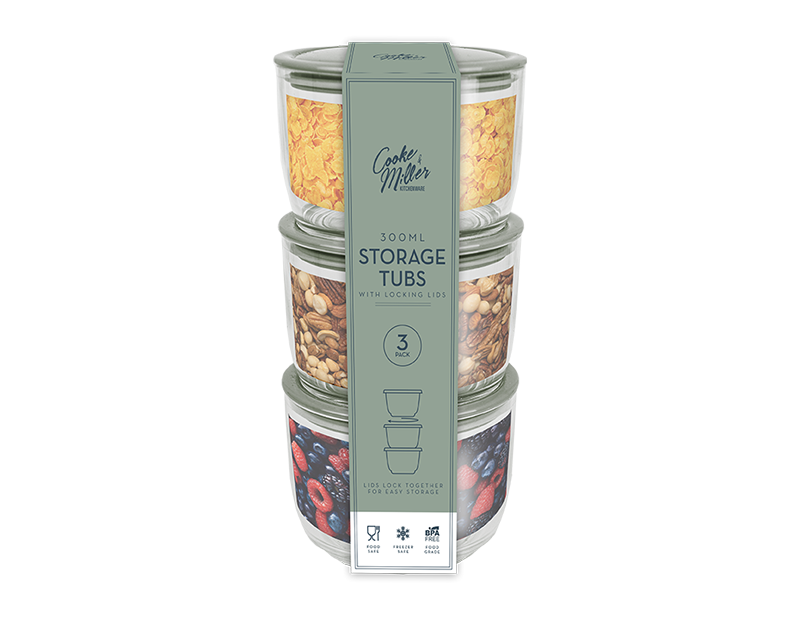 Wholesale Natural Storage Tubs 300ml 3pk