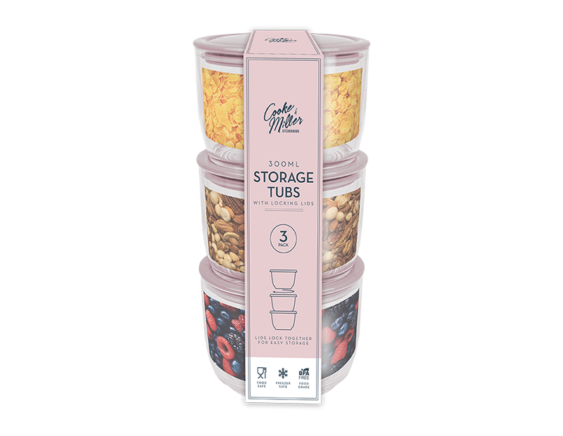 Wholesale Natural Storage Tubs 300ml 3pk