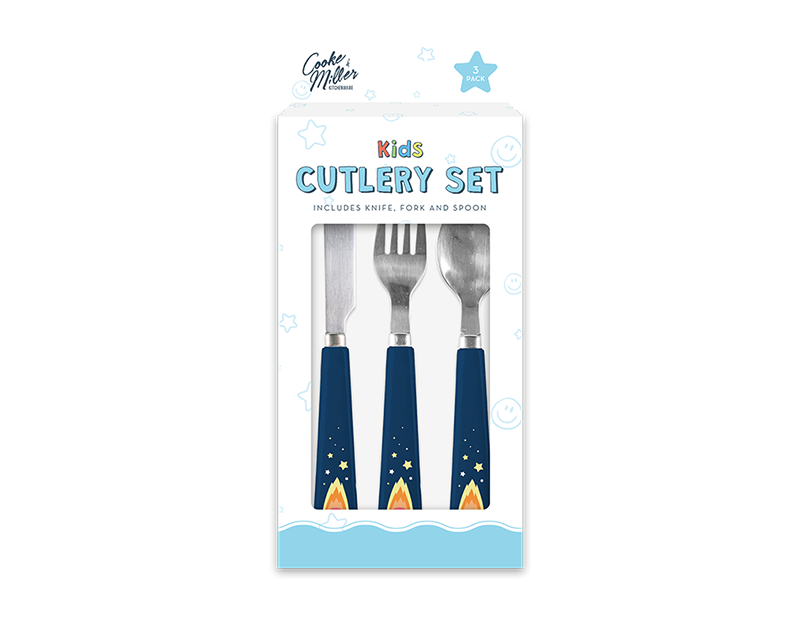 Wholesale Space Dinosaur 3 Piece Cutlery Set PDQ