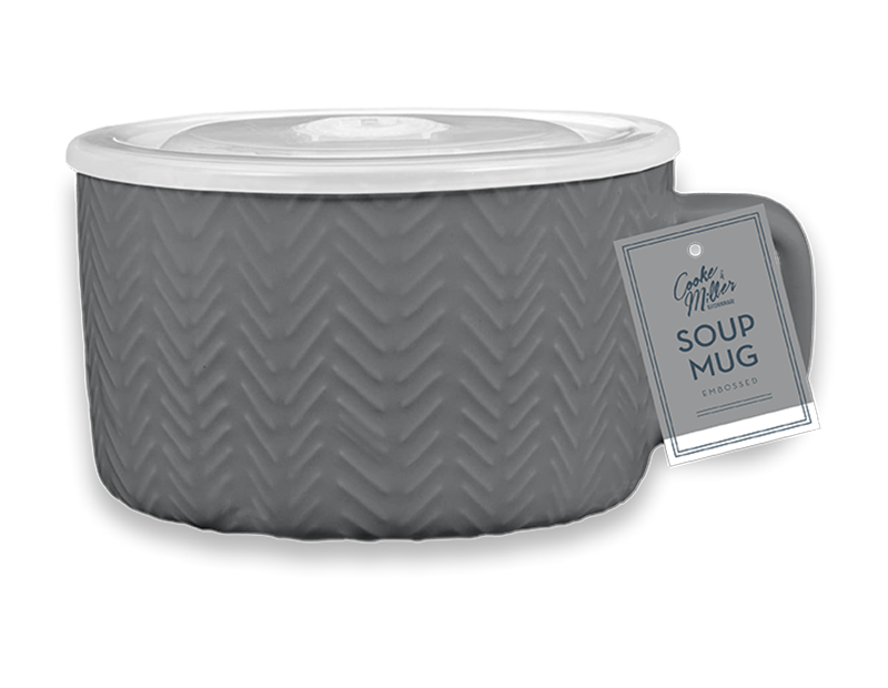 Natural Embossed Soup Mug