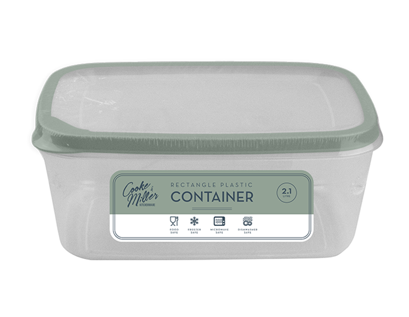 Wholesale Natural Plastic Rectangle Container 2.1L