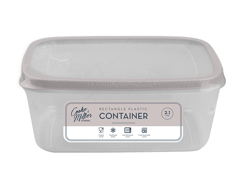 Wholesale Natural Plastic Rectangle Container 2.1L