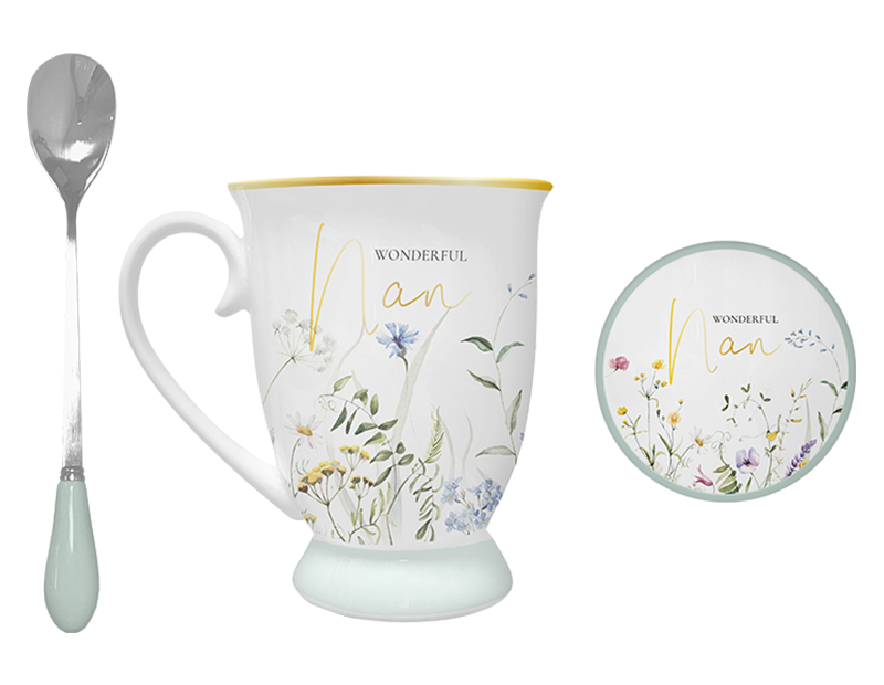 Wholesale Wonderful Nan Mug, Spoon & Coaster Set