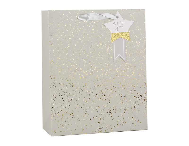 Wholesale Gold Glitter Speckle Large Gift Bag 30x42x12cm