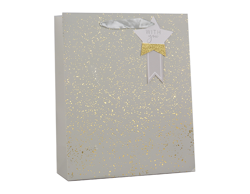 Wholesale Gold Glitter Speckle Large Gift Bag 30x42x12cm