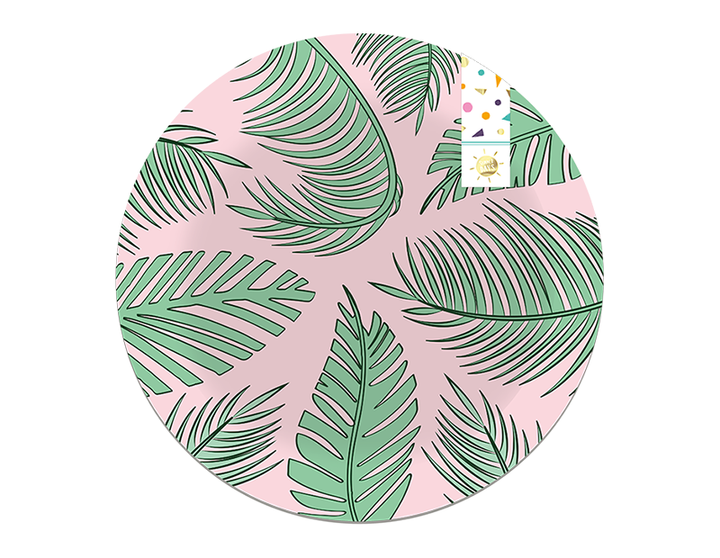 Summer Party Leaf Bamboo Printed Dinner Plate Dia 25cm