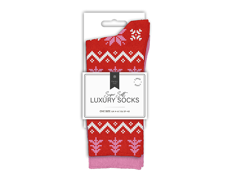 Wholesale Ladies Printed Luxury Socks 2pk