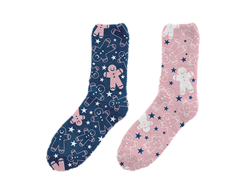 Wholesale Ladies Printed Soft Slouch Socks 2pk